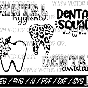 Pacote svg dentário, Dente floral svg, Dentista png, Dente svg, Higiene dentária svg, Assistente dentário png, Esquadrão dentário svg, Download instantâneo