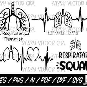Respiratory Therapist SVG Bundle, Rt svg, Respiratory Therapy svg, Lungs svg, Rt png, Instant Download, PNG, Cut File for Silhouette, Cricut