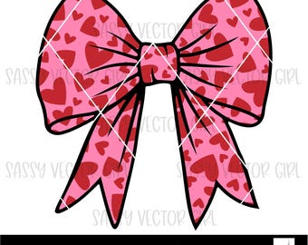 Heart Bow Png, Hearts Coquette Bow Png, Valentine's Day Retro Bow For Sublimation, Heart Dot Bow svg, Bow Sublimation File