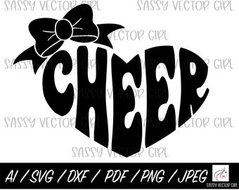 Porristas svg, Corazón de porristas svg, Camiseta de porristas svg, Lazo de porristas svg, Porristas png, Descarga instantánea, Porristas PNG, Archivos de corte Cricut Silhouette