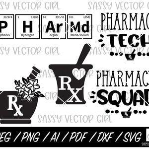 Pharmacy svg Bundle, Pharmacist png, Mortar and Pestle svg, Pharmmacy Squad svg, Pharmacy Tech Shirt png, Pharm D Cut File, Digital Download