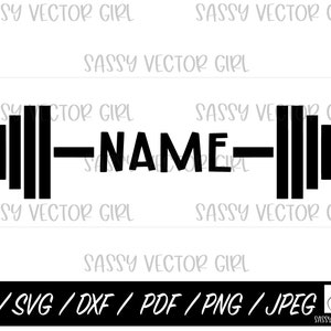 Barbell svg, Barbell Monogram svg, Entrenador personal PNG, Pesas svg, Levantamiento de pesas png, Archivos cortados para Cricut, Silueta, Descarga instantánea