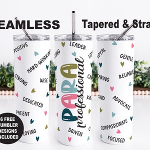 Paraprofessionelles PNG Tumbler Wrap Design, Para Nahtloses Sublimationsdesign, Para Professionelles Skinny Tumbler PNG Wrap