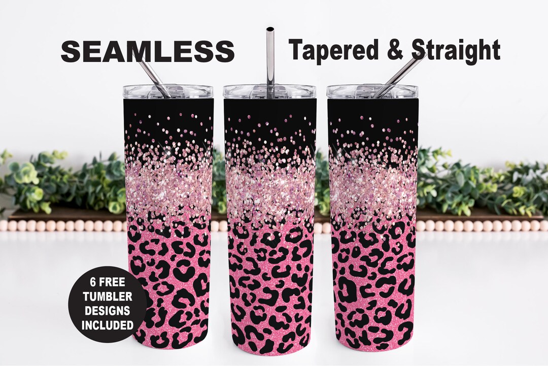 Leopard 20oz Tumbler Wrap, Pink Glitter Leopard PNG Skinny Tumbler Wrap ...