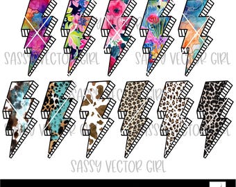 Lightning Bolt png Bundle, Leopard Lightning Png, Floral Lightning Svg, Lightning Bolts Shirt png, Lightning Bolt Sublimation