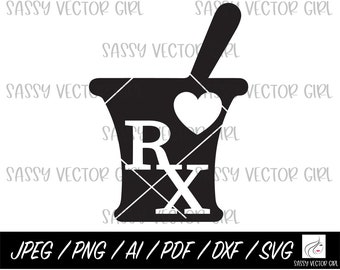 Farmacia svg, Farmacéutico png, Mortero y Pestle svg, Mortero y Pestle png, Pharmacy Tech png, Pharm D Cut File, Descarga Digital