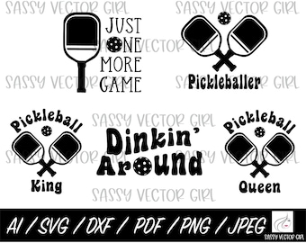 Pickleball Bundle SVG, Pickleball png, Just One More Game svg, Pickleball Shirt Design, Instant Download, Cut File Cricut Silhouette