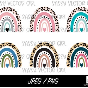 Leopard Rainbow png Bundle, Boho Rainbow png, Cute Rainbow Shirt png, Leopard Rainbow Png, Rainbow Bundle For Sublimation