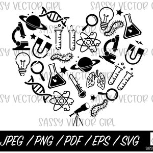 科学教師 SVG、科学ハート png、科学 svg、科学シャツ svg、科学クリップアート カット ファイル、クリカット、シルエット、即時ダウンロード