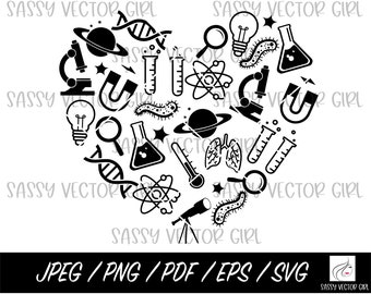 Profesor de Ciencias SVG, Corazón de Ciencias png, Ciencia svg, Camisa de Ciencias svg, Archivos de corte de imágenes prediseñadas de ciencias, Cricut, Silueta, Descarga instantánea