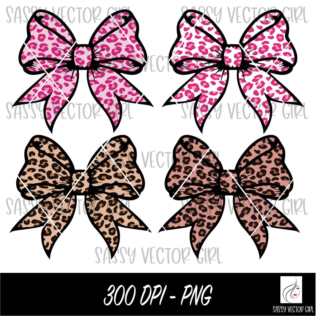 Leopard Bow Bundle Png, Pink Leopard Coquette Bow Png, Retro Cheetah ...