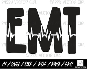 EMT svg, EMY png, Paramédico svg, Técnico de Emergência Médica png, emt svg, emt Heartbeat SVG, Silhueta, Download digital de arquivos Cricut Cut