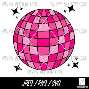 Pink Disco Ball png, Disco Ball svg, Mirror Ball Cut File, Disco Ball Vector, Disco Png,  Disco Vector, Disco Ball Outline, Sublimation