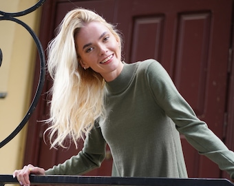 Vestido de lana merino - Elegante vestido de lana merino- Vestido largo de lana merino - Vestido de lana merino con clase - Vestido de lana merino para mujer- Lana merino