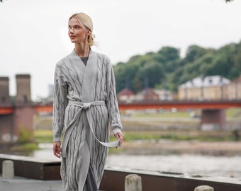 Cardigan in lana merino - Cardigan elegante in lana merino - Cardigan lungo in lana merino - Cardigan in lana merino di classe - Cardigan in lana merino da donna