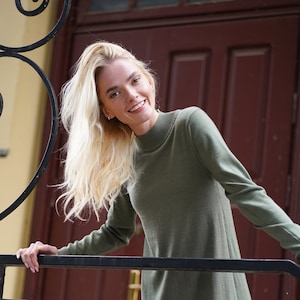Merinowollen jurk - Elegante merinowollen jurk- Lange merinowollen jurk - Stijlvolle merinowollen jurk - Dames merinowollen jurk- Merinowol