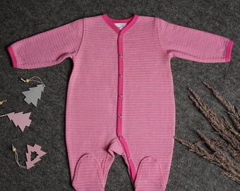 Piżama z wełny merynosów - Rompersy - Rompersy dla niemowląt - Rompersy dla niemowląt ze stopami - Rompersy z wełny merynosów - Piżama dla malucha