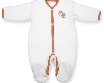 Wool baby overall with cotton lining and feet - Baby overall - Wool overall - Baby wool overall