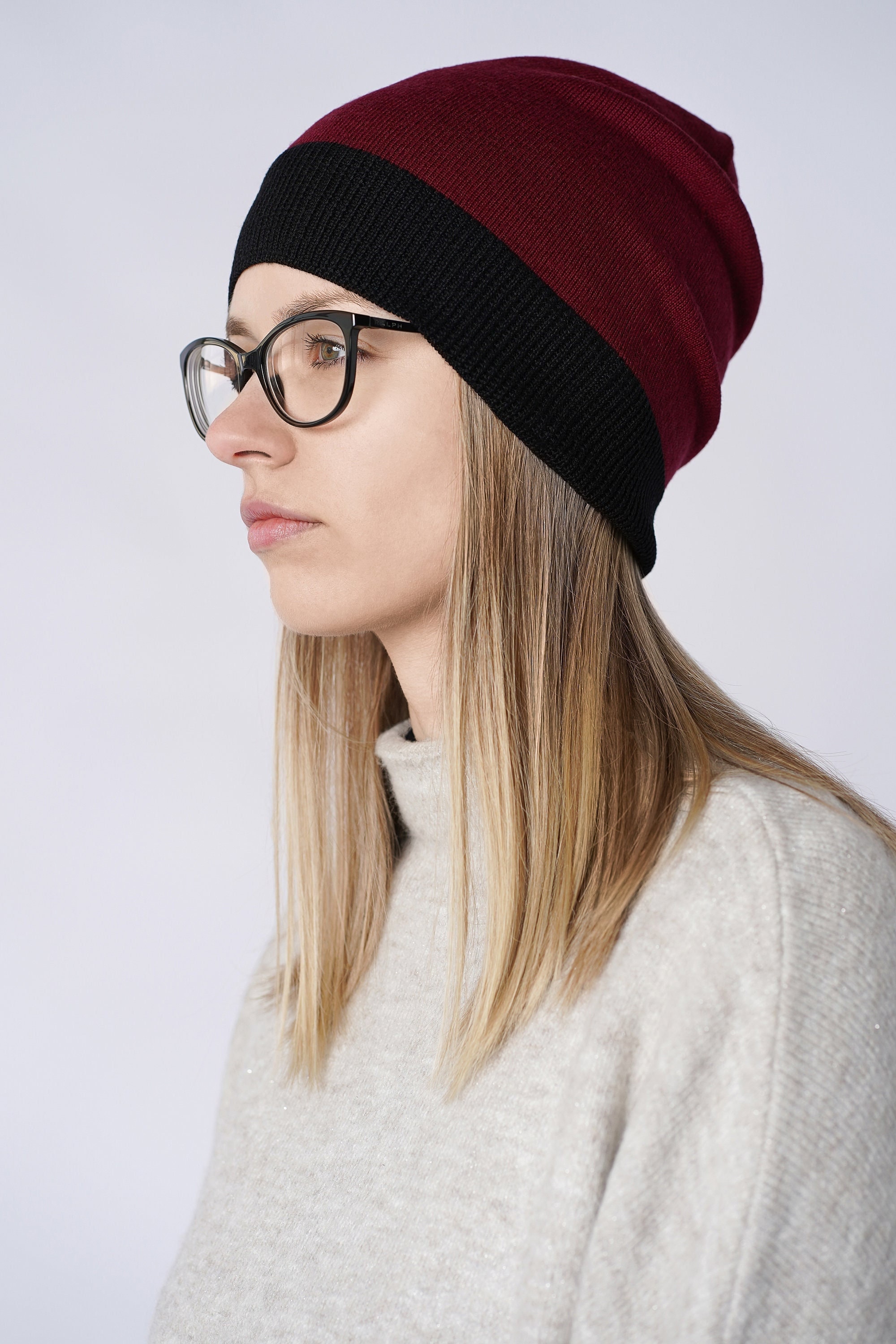 Extra Fine Merino Wool Hat, Slouchy Beanie Hat, Warm Winter  display picture 1