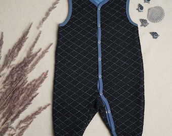 Wełniane bezrękawniki z bawełnianą podszewką - Rompersy - Rompersy niemowlęce - Rompersy niemowlęce bez rękawów - Wełniane bezrękawniki