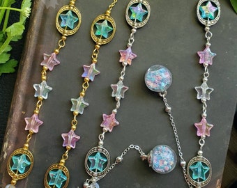 Trans Pride Stars Eyeglass Chain | Transgender Star beads | Gold Silver Pride Chain for Glasses | Bubble Stars | Pretty Celestial Gift