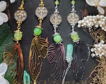 Green Fairy Eyeglass Chain | Czech Crystal |  Green Crystal Quartz | Cottagecore | Gold Witch Chain for Glasses | Pretty Celestial Gift