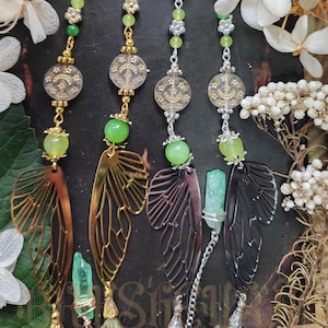 Groene fee lenzenvloeistofketting | Tsjechisch kristal |  Groene kristalkwarts | Cottagecore | Gouden heksenketting voor bril | Vrij hemels cadeau