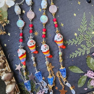 Funny Little Guys Silver or Gold Eyeglass Chain | Czech Crystal | Clowns Whimsy Clowncore | Colorful Chain for Glasses | Fun Celestial Gift