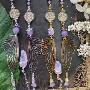 Cadena para gafas de hada lila / Cristal checo / Cuarzo cristal lavanda / Estilo cottagecore / Cadena de bruja dorada para gafas / Bonito regalo celestial