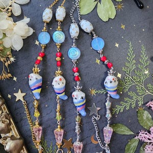 Silly Little Guys Silver or Gold Eyeglass Chain | Czech Crystal | Clown Whimsy Clowncore | Colorful Chain for Glasses | Fun Celestial Gift