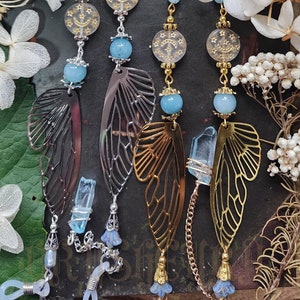 Blue Fairy Eyeglass Chain | Czech Crystal | Aquamarine Stone Crystal | Cottagecore | Gold Witch Chain for Glasses | Pretty Celestial Gift
