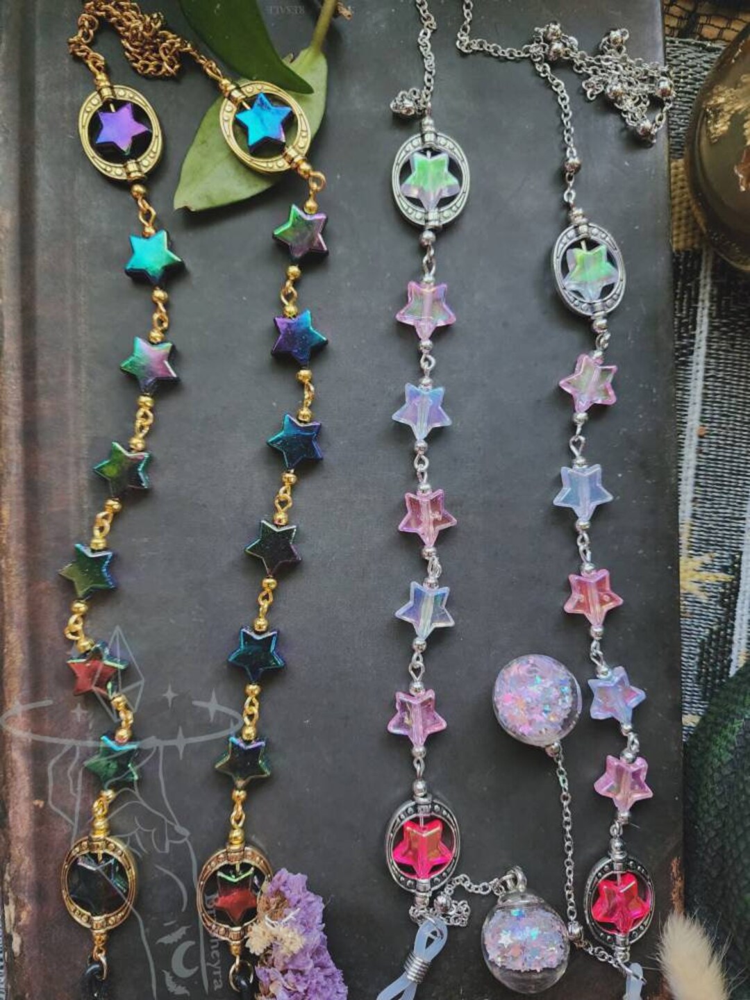 7 to 8 Make Your Own Stars Eyeglass Chain | Acrylic Star Beads | Gold ...