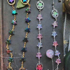 7 to 8 Make your Own Stars Eyeglass Chain | Acrylic Star beads | Gold Silver Chain for Glasses | Bubbled Stars | Personalized Celestial Gift