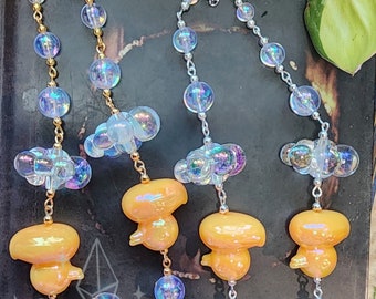 Chaîne de lunettes en argent ou en or Bubble Buddies | Perles acryliques | Perles de canard en caoutchouc | Kawaii | Chaîne colorée pour lunettes | Joli cadeau amusant