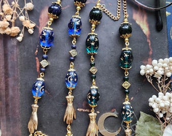 Fortune Teller Gold Eyeglass Chain | Czech Crystal | Dark Fantasy | Whimsigothic | Gold Witch Chain for Glasses | Pretty Celestial Gift