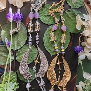 Somnus Kiss Silver or Gold Eyeglass Chain | Hypnos | Light Amethyst | God of Sleep | Witch Chain for Glasses | Dark Fantasy | Celestial Gift