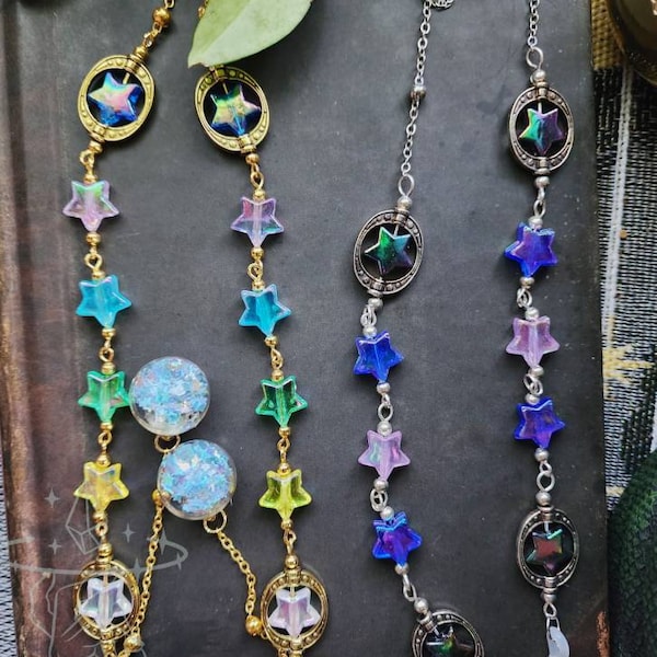 5 to 6 Make your Own Stars Eyeglass Chain | Acrylic Star beads | Gold Silver Chain for Glasses | Bubbled Stars | Personalized Celestial Gift