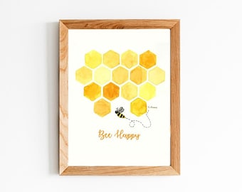 Bee Happy Watercolor