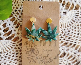 Hemp Flower Marble Earrings *lightweight clay and translucent*
