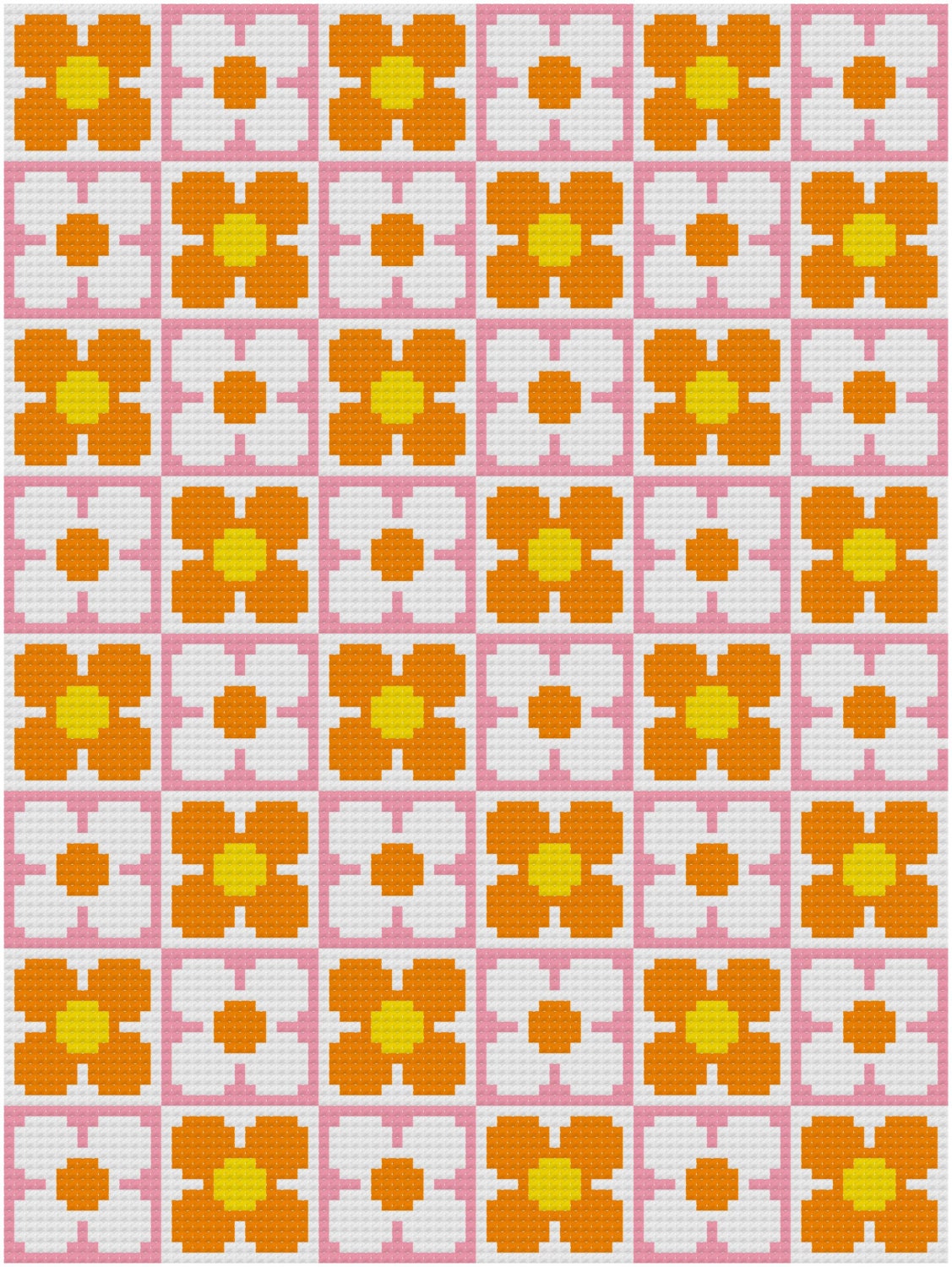 Cross Stitch Pattern, 'Retro Flower Wallpaper' PDF Cross Stitch Pattern, 'Retro Flower Wallpaper' PDF