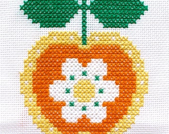 Cross Stitch Pattern, 'Retro Apple Flower' PDF