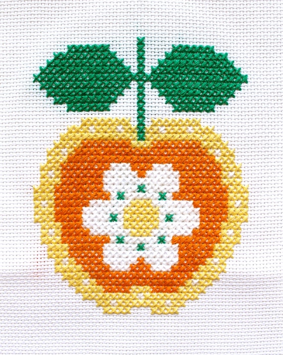 Cross Stitch Pattern, 'Retro Apple Flower' PDF