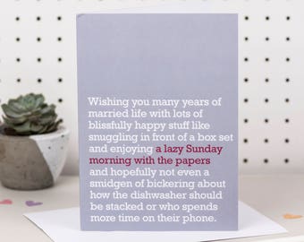 Wedding Card: for friends or family members - say congratulations with this cute and original card.