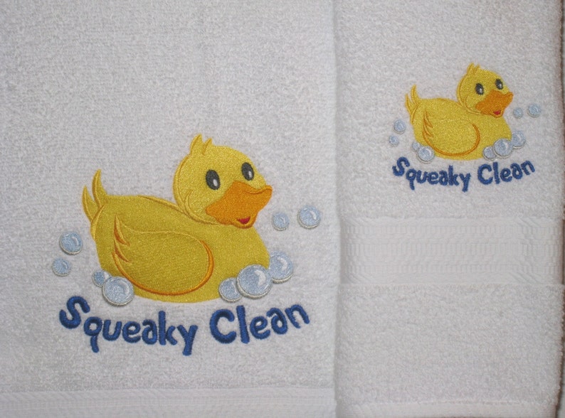YELLOW DUCK Bath Towel Bath Time Fun Duck Towels Squeaky Etsy