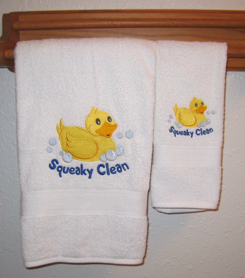 YELLOW DUCK Bath Towel Bath Time Fun Duck Towels Squeaky Etsy