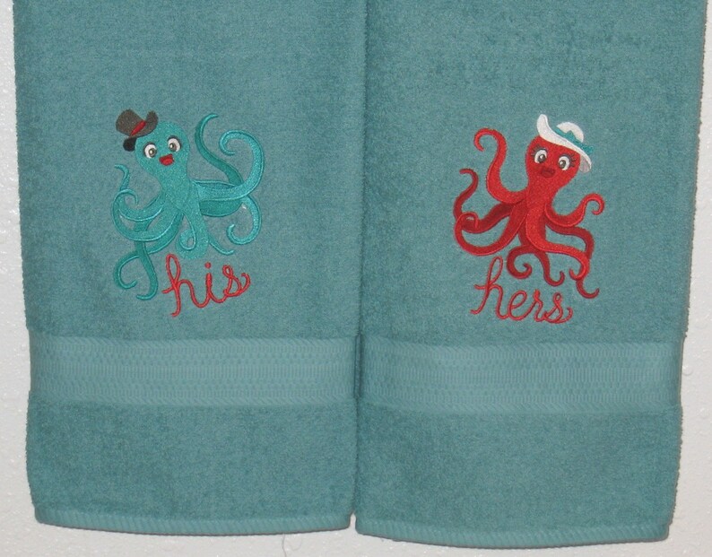 His and Hers Octopus Bath Towels Sea Creature Towels Fun ...