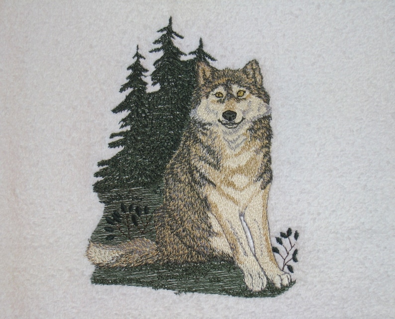 Embroidered WOLF BATH Towel Wolf Home Decor Bath Towel for - Etsy