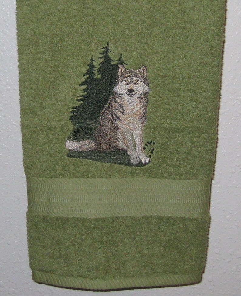 Embroidered WOLF BATH Towel Wolf Home Decor Bath Towel For Etsy