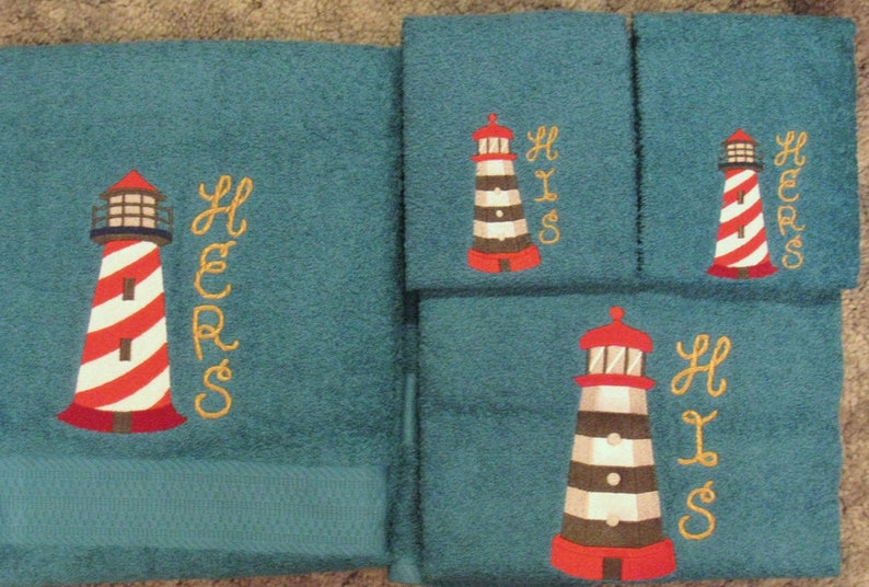 HIS and HERS 4 Piece Lighthouse Towel Set Lighthouses Bath & Etsy