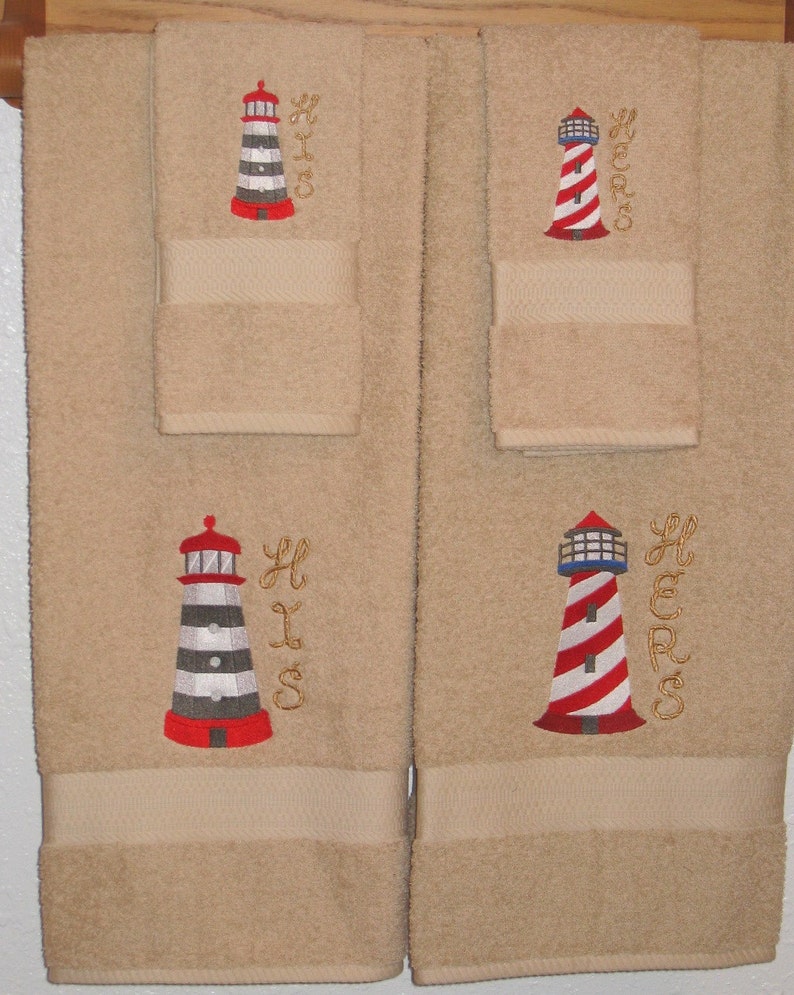 HIS and HERS 4 Piece Lighthouse Towel Set Lighthouses Bath & Etsy